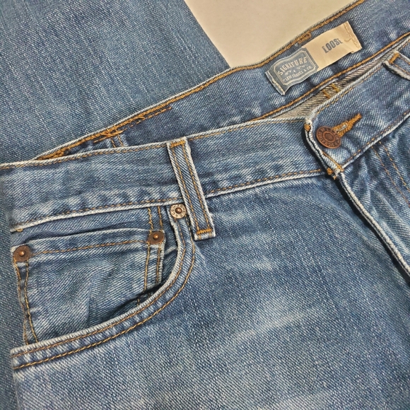 Signature Levi Loose Whiskers Denim Blue Jeans Baggy W 31 x L 27 14 Husky Unisex - Picture 4 of 6